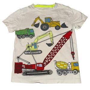 Mini Boden Applique Construction Vehicle Shirt Boys 7/8 Excavator Dump Truck